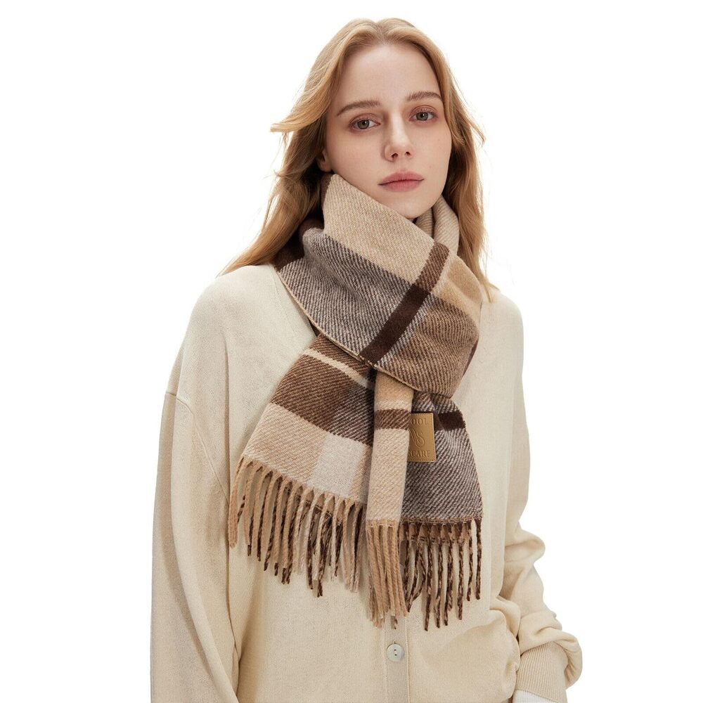 5975 Wool Plaid Scarf & Warm Winter Shawl Blanket Wrap, Soft Large
